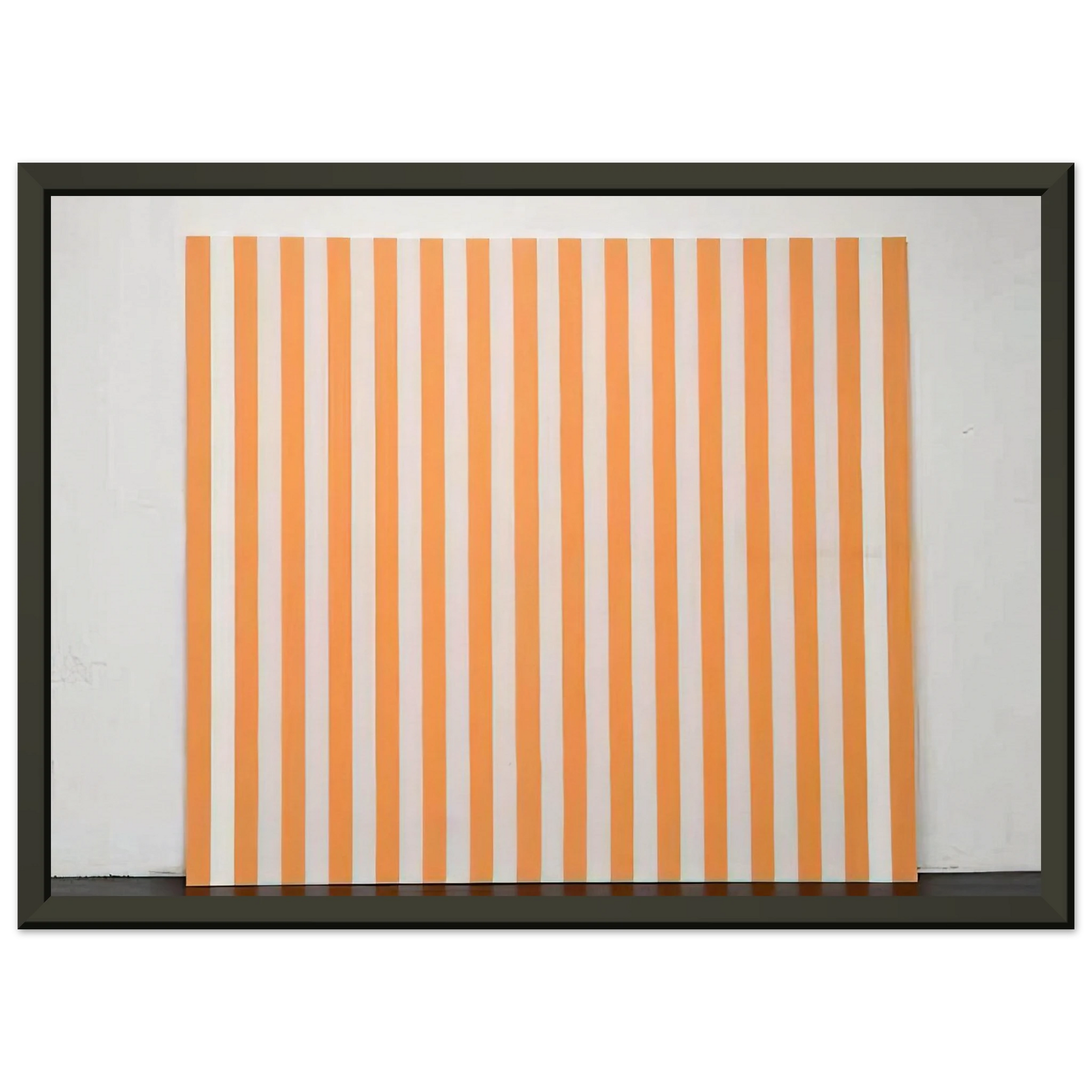 Daniel Buren  Peinture acrylique blanche sur tissu raye blanc et orange  1972 Framed Art Print  - Aluminum Frame - 60x80 cm / 24x32 inches