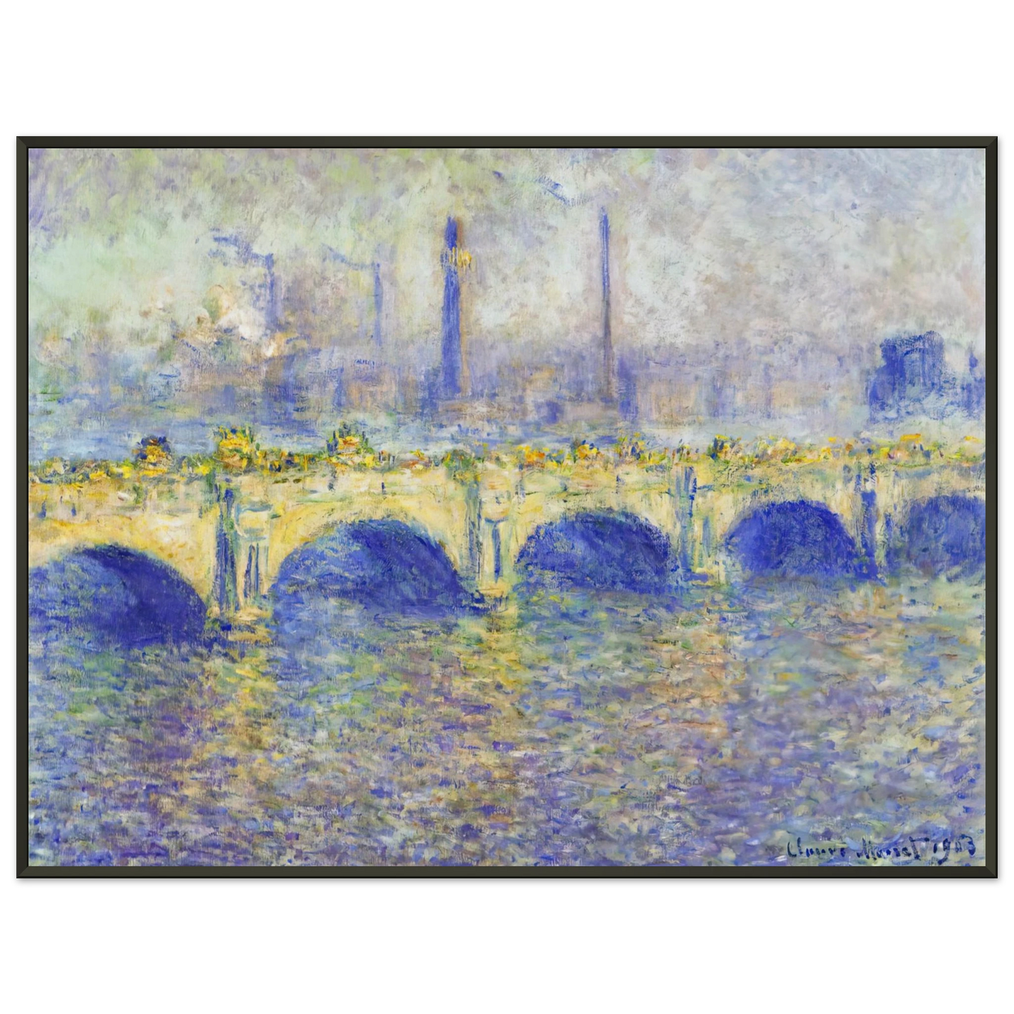 claude monet  Waterloo Bridge Effect of the Sun Framed Art Print  - Aluminum Frame - 40x50 cm / 16x20 inches