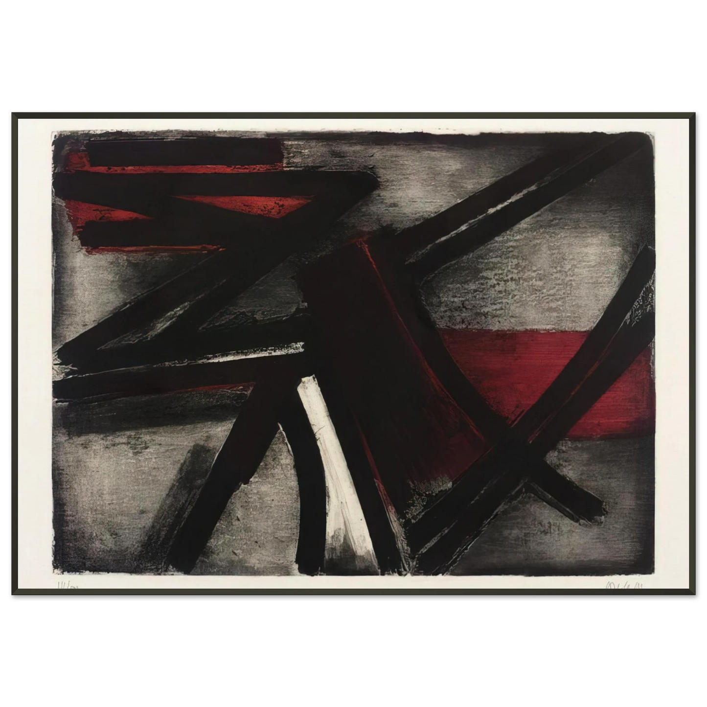 Pierre Soulages  Etching No 2  1952 Framed Art Print  - Aluminum Frame - 21x29.7 cm / 8x12"