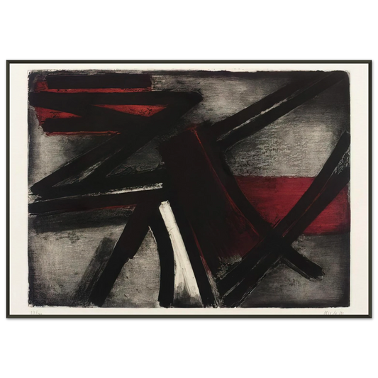 Pierre Soulages  Etching No 2  1952 Framed Art Print  - Aluminum Frame - 21x29.7 cm / 8x12"