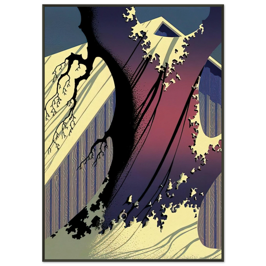 Eyvind Earle  Mauve Barn Framed Art Print  - Aluminum Frame - 21x29.7 cm / 8x12"
