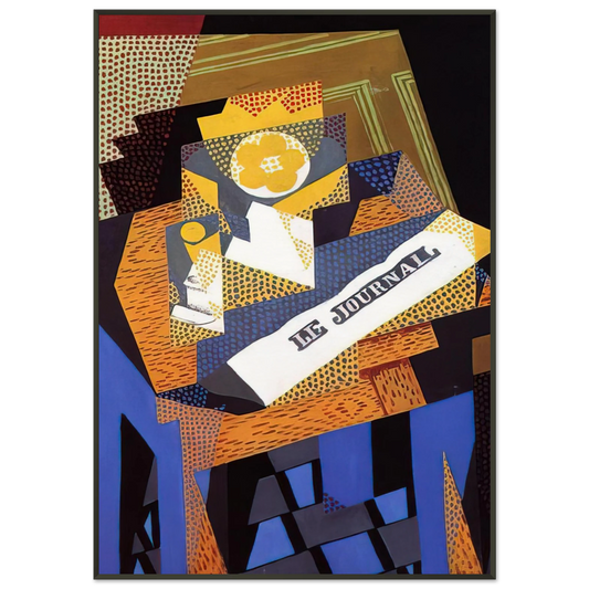 Juan Gris  NEWSPAPER AND FRUIT DISH 1916 Framed Art Print  - Aluminum Frame - 21x29.7 cm / 8x12"