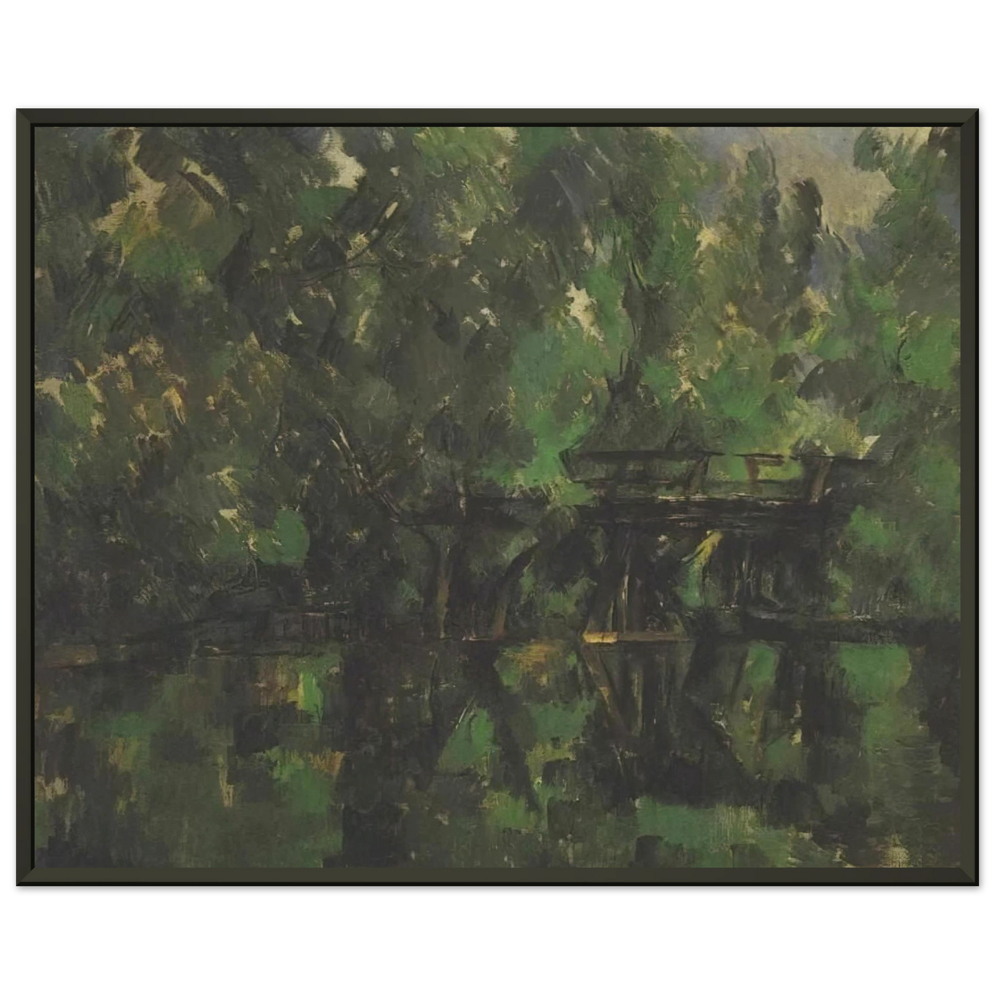 Paul Cezanne  Bridge over the pond Framed Art Print  - Aluminum Frame - 40x50 cm / 16x20 inches