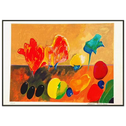 Aldemir Martins  Flores e Frutas  2003 Framed Art Print  - Aluminum Frame - 21x29.7 cm / 8x12"