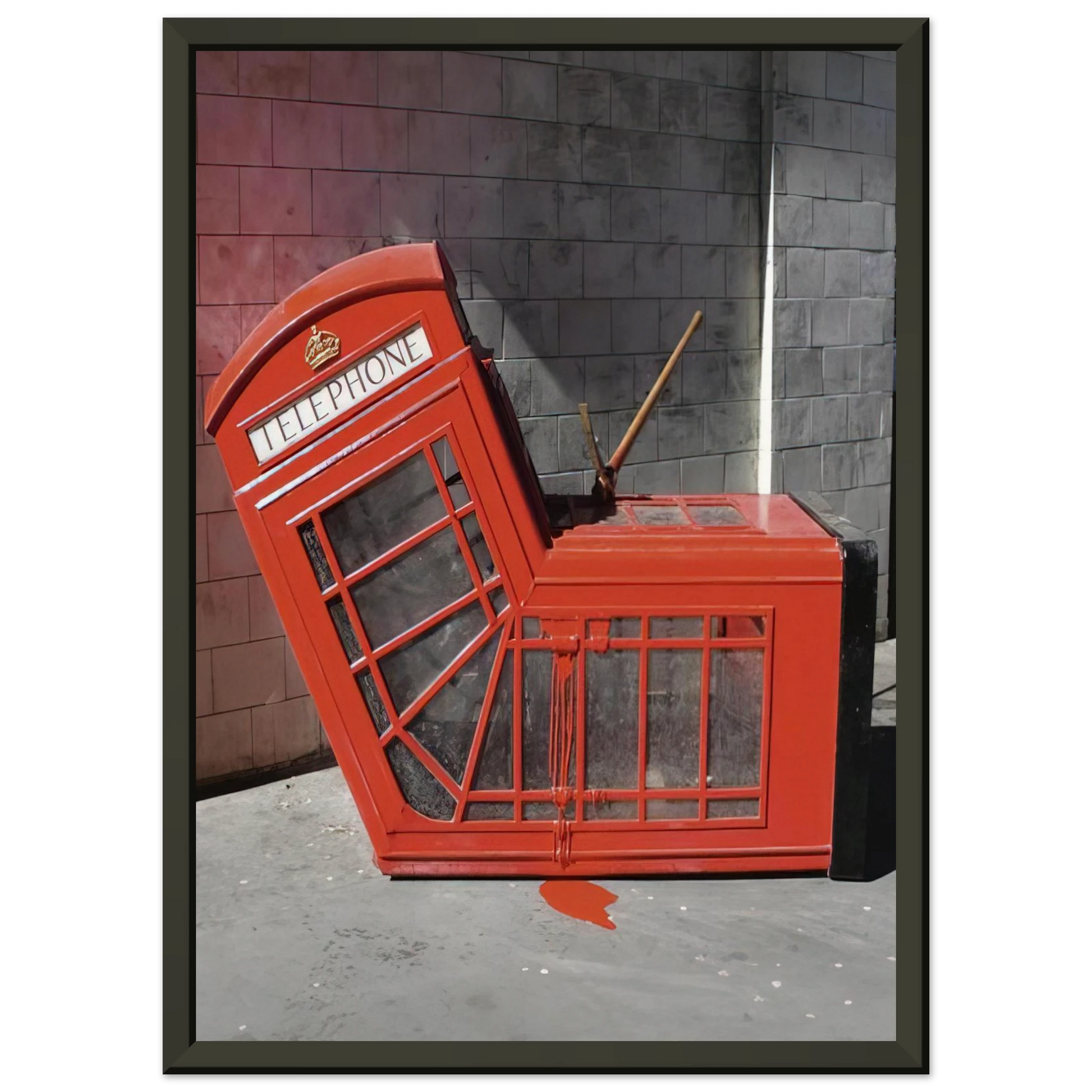 Banksy  VANDALISED PHONE BOX 2005 Framed Art Print  - Aluminum Frame - 40x50 cm / 16x20 inches