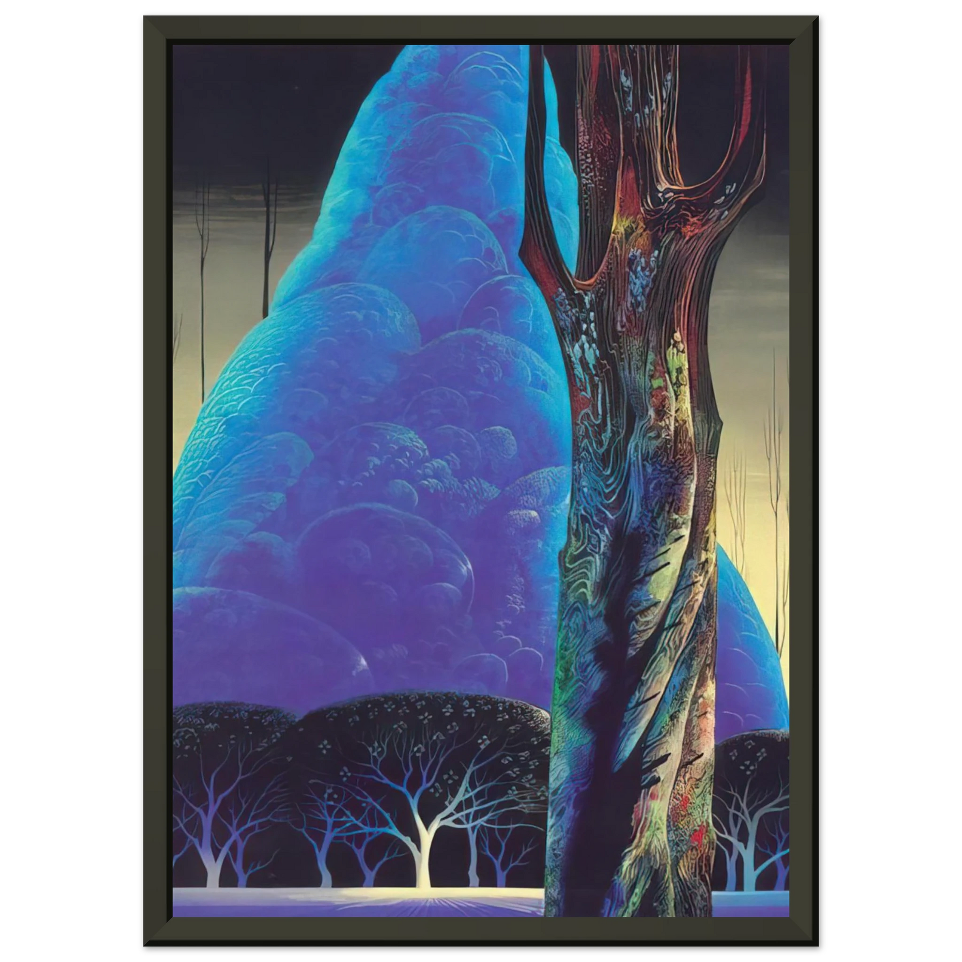 Eyvind Earle  Blue Nocturne Framed Art Print  - Aluminum Frame - 60x80 cm / 24x32 inches