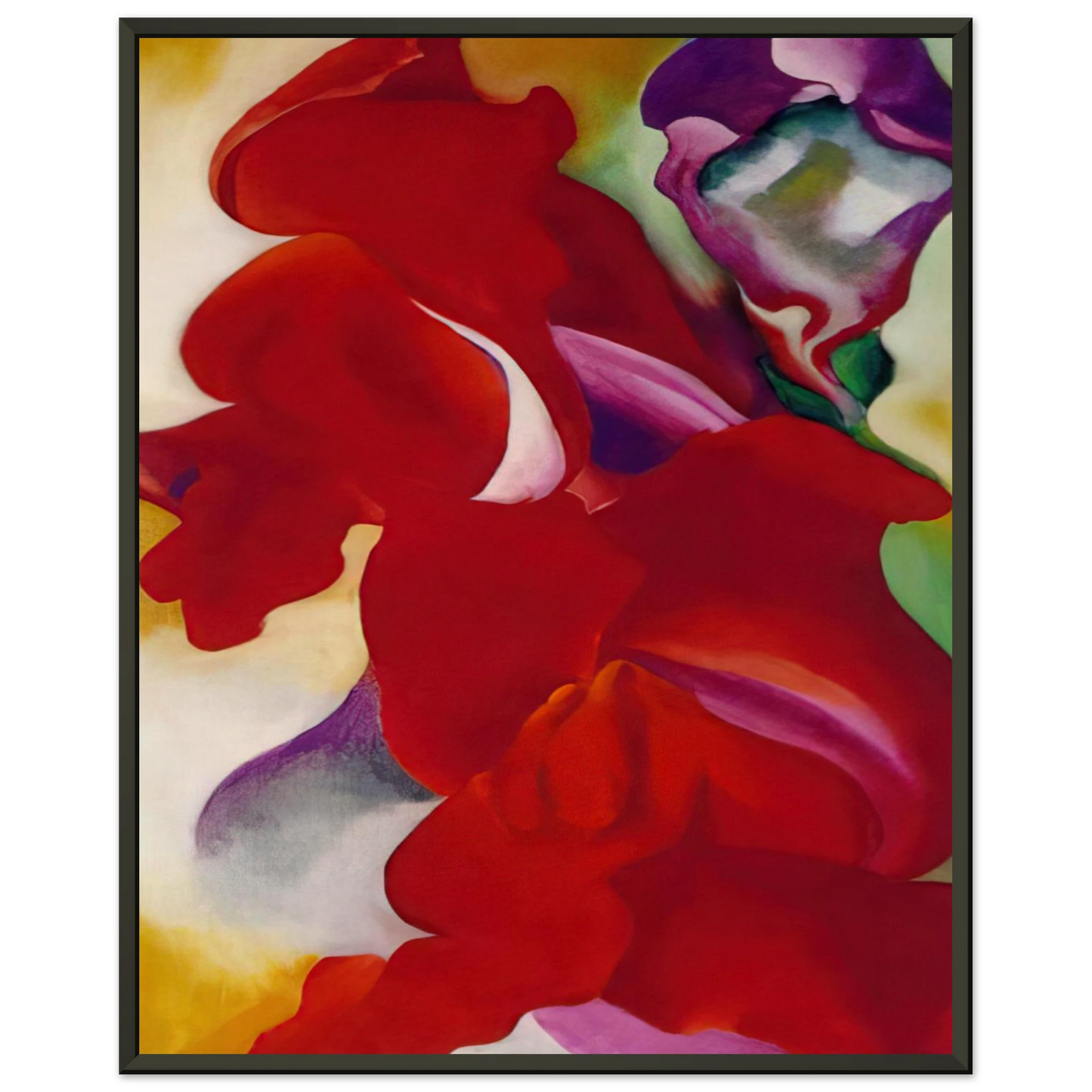 Georgia OKeeffe  Red Snapdragons Framed Art Print  - Aluminum Frame - 40x50 cm / 16x20 inches