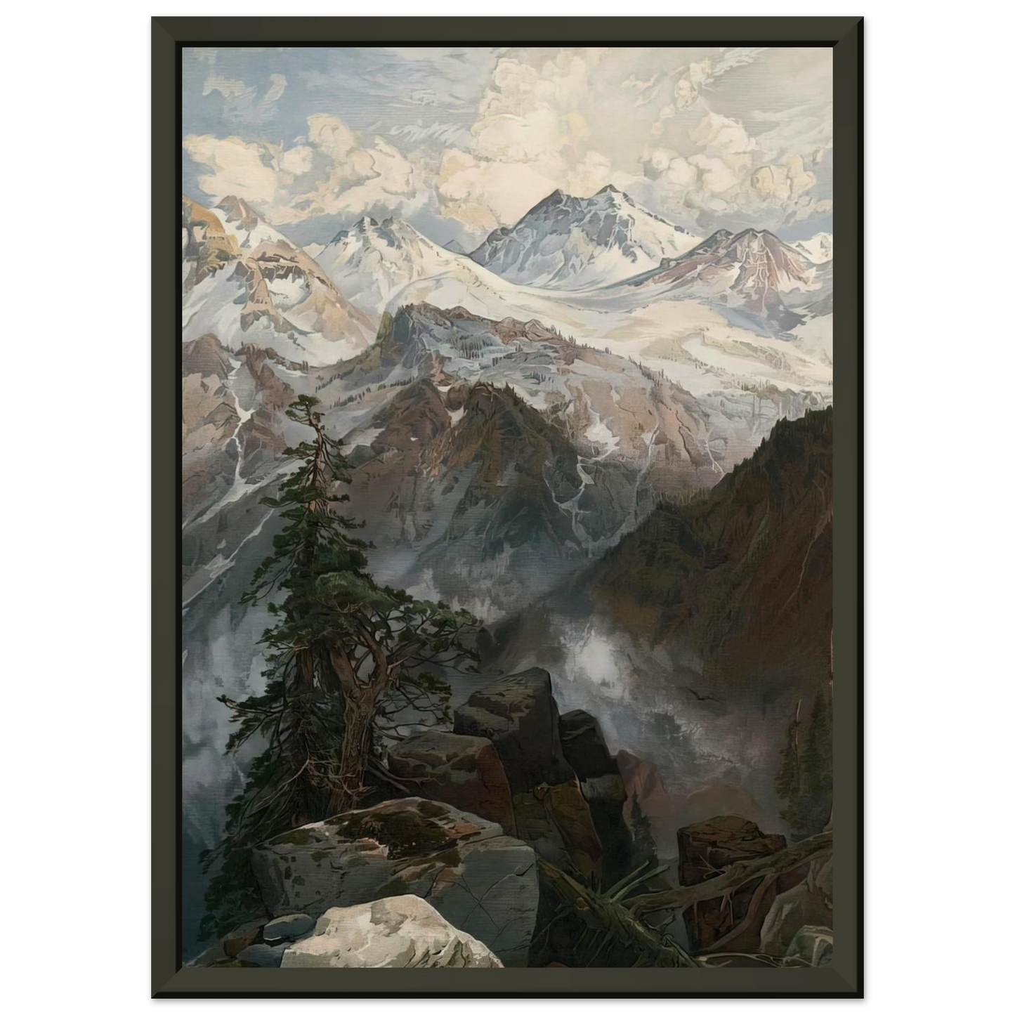 Thomas Moran  Summit of the Sierras Nevada Framed Art Print  - Aluminum Frame - 40x50 cm / 16x20 inches