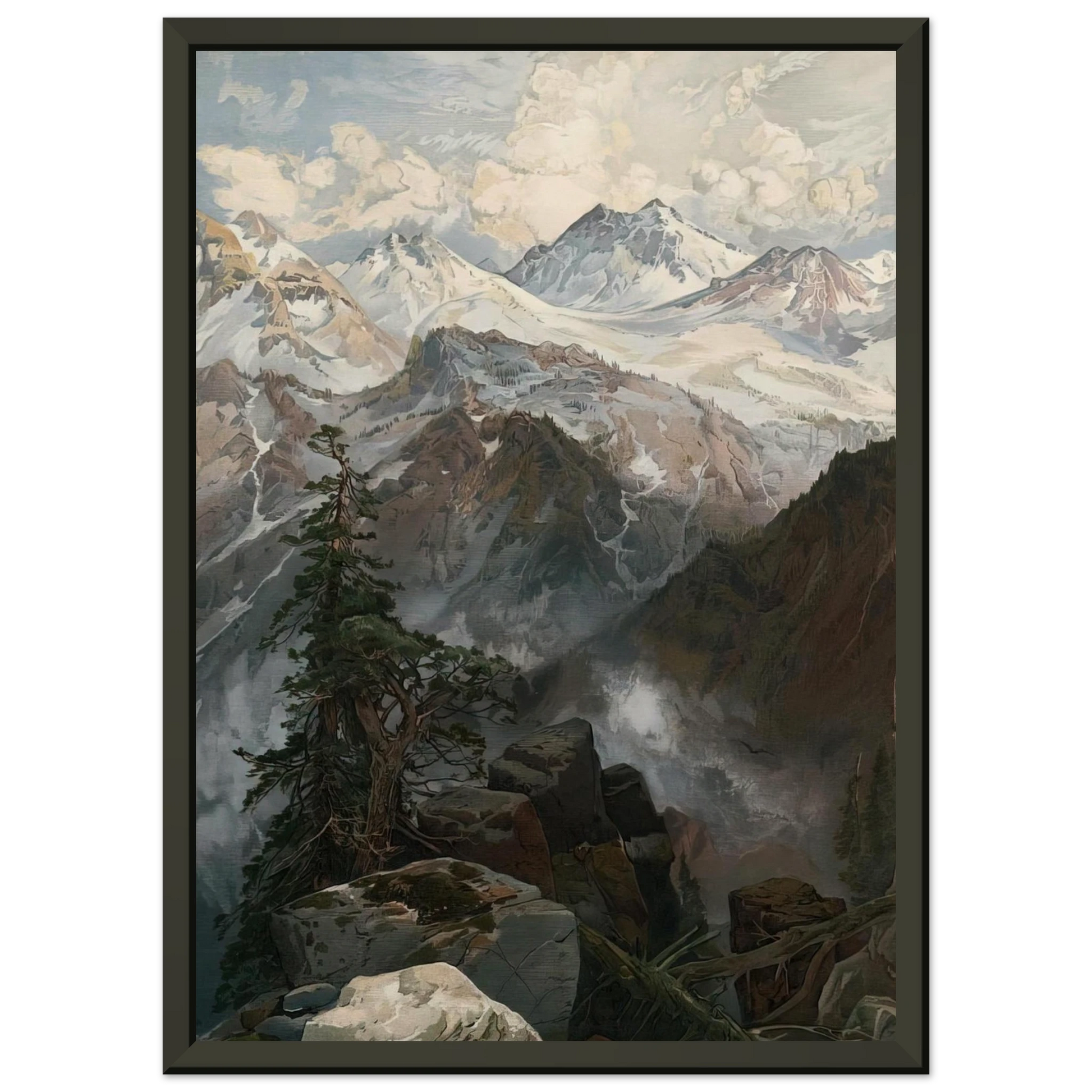 Thomas Moran  Summit of the Sierras Nevada Framed Art Print  - Aluminum Frame - 40x50 cm / 16x20 inches