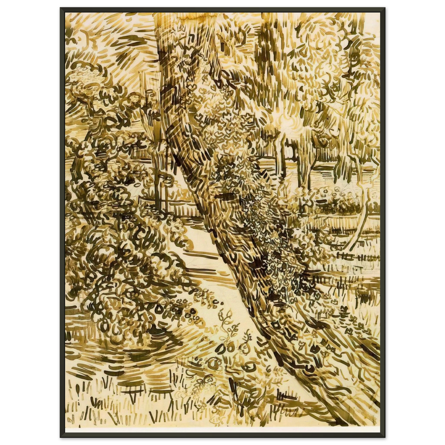Vincent van Gogh  Tree with Ivy in the Asylum Garden Framed Art Print  - Aluminum Frame - 40x50 cm / 16x20 inches