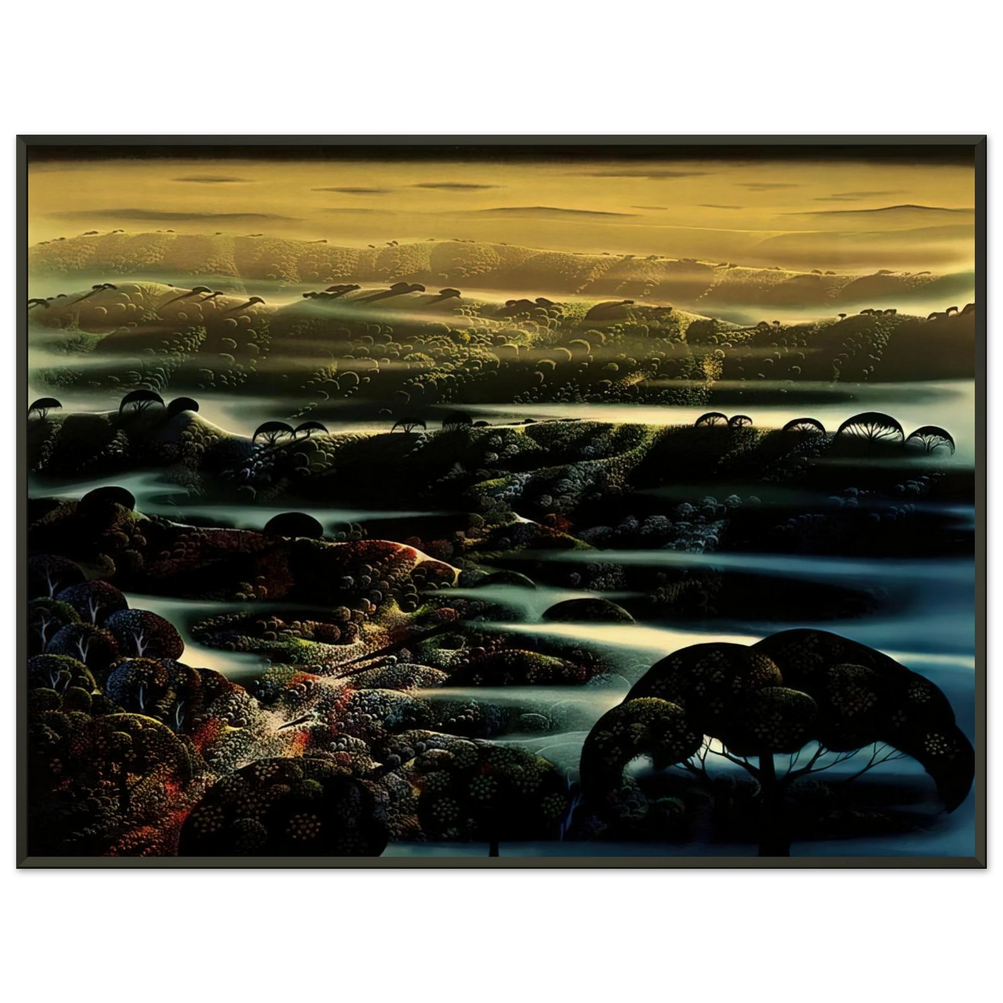 Eyvind Earle  The Valleys Wild Framed Art Print  - Aluminum Frame - 60x80 cm / 24x32 inches