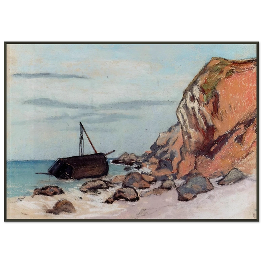 claude monet  SaintAdresse Beached Sailboat Framed Art Print  - Aluminum Frame - 21x29.7 cm / 8x12"