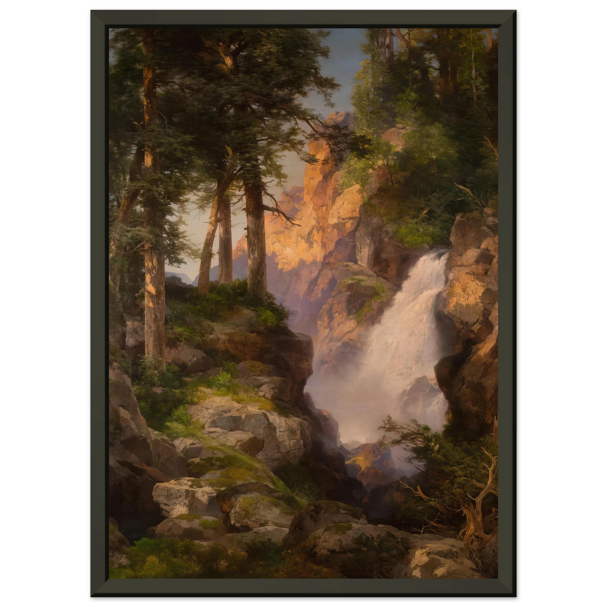 Thomas Moran  Falls at Toltec Gorge Framed Art Print  - Aluminum Frame - 40x50 cm / 16x20 inches