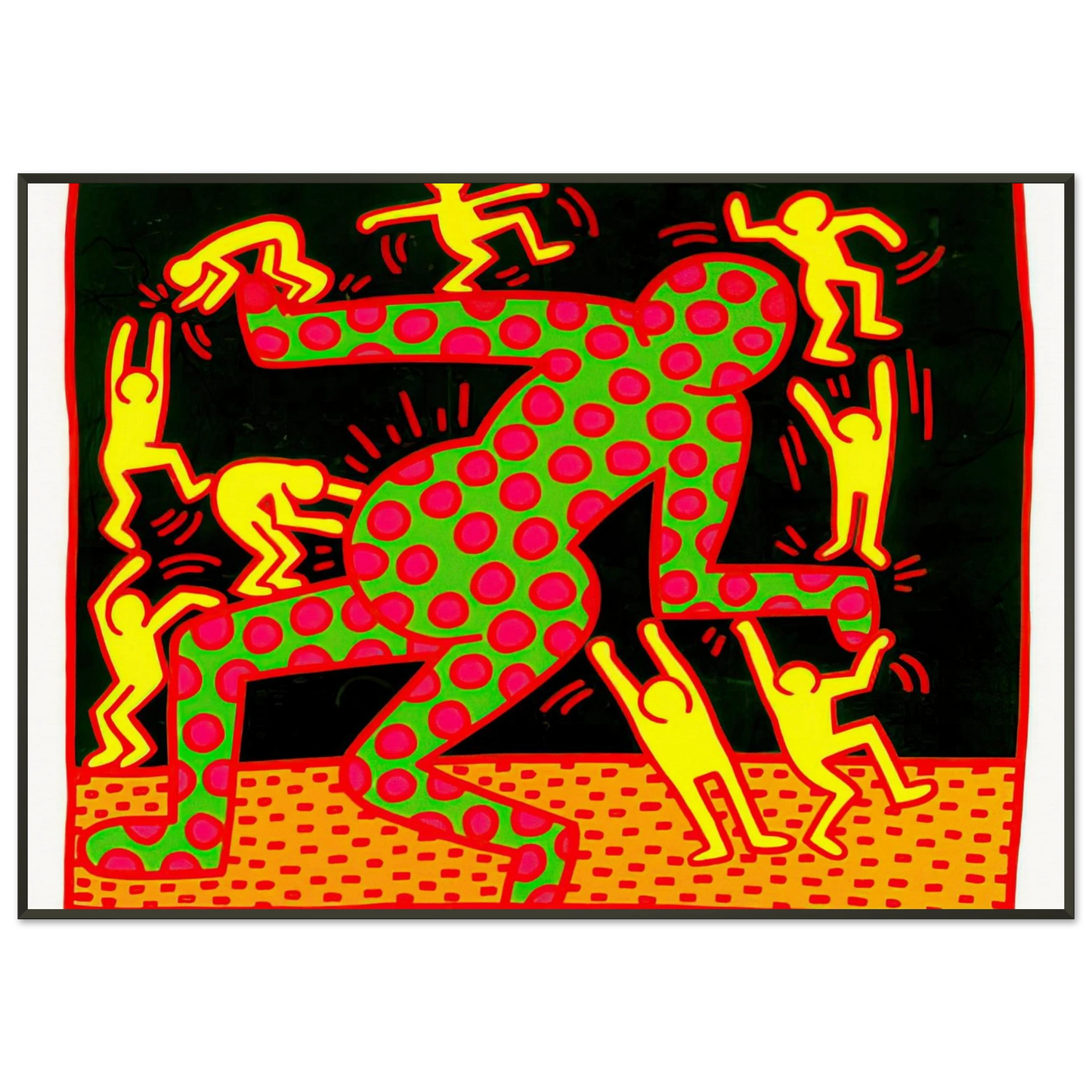 Keith Haring  UNTITLED 1983 2 Framed Art Print  - Aluminum Frame - 21x29.7 cm / 8x12"