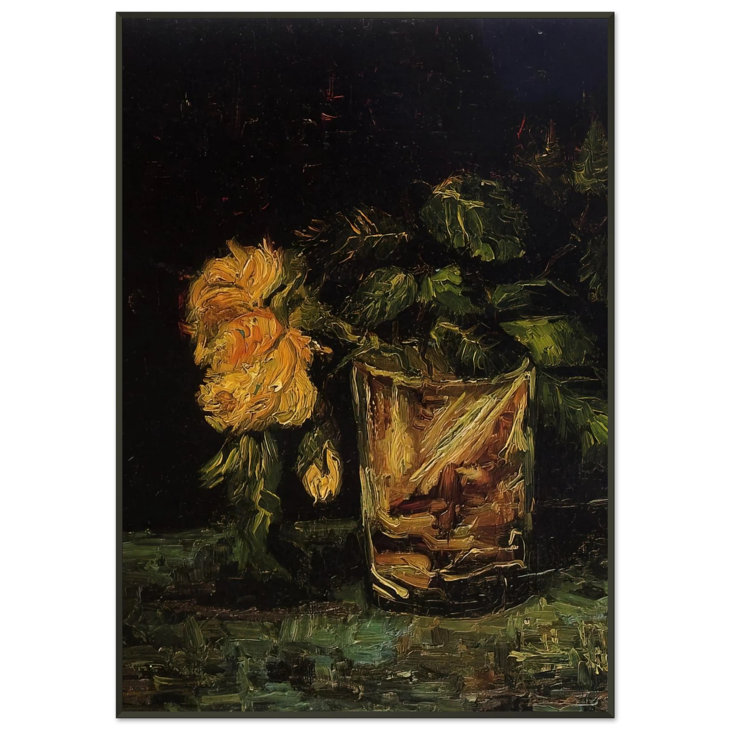 Vincent van Gogh  Glass with Roses Framed Art Print  - Aluminum Frame - 21x29.7 cm / 8x12"