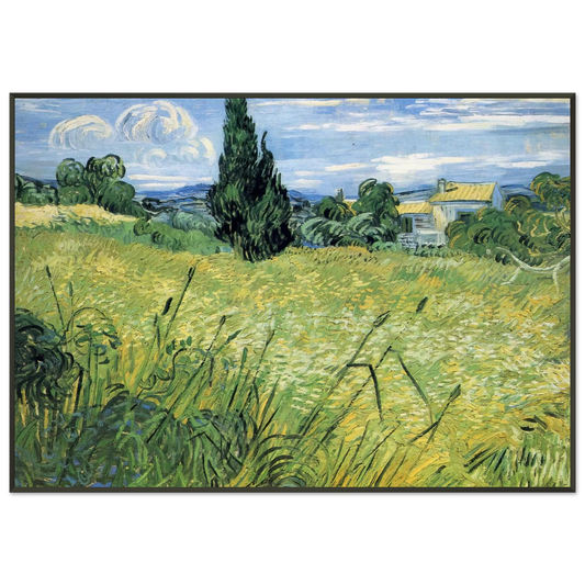 Vincent van Gogh  Green Wheat Field with Cypress Framed Art Print  - Aluminum Frame - 21x29.7 cm / 8x12"