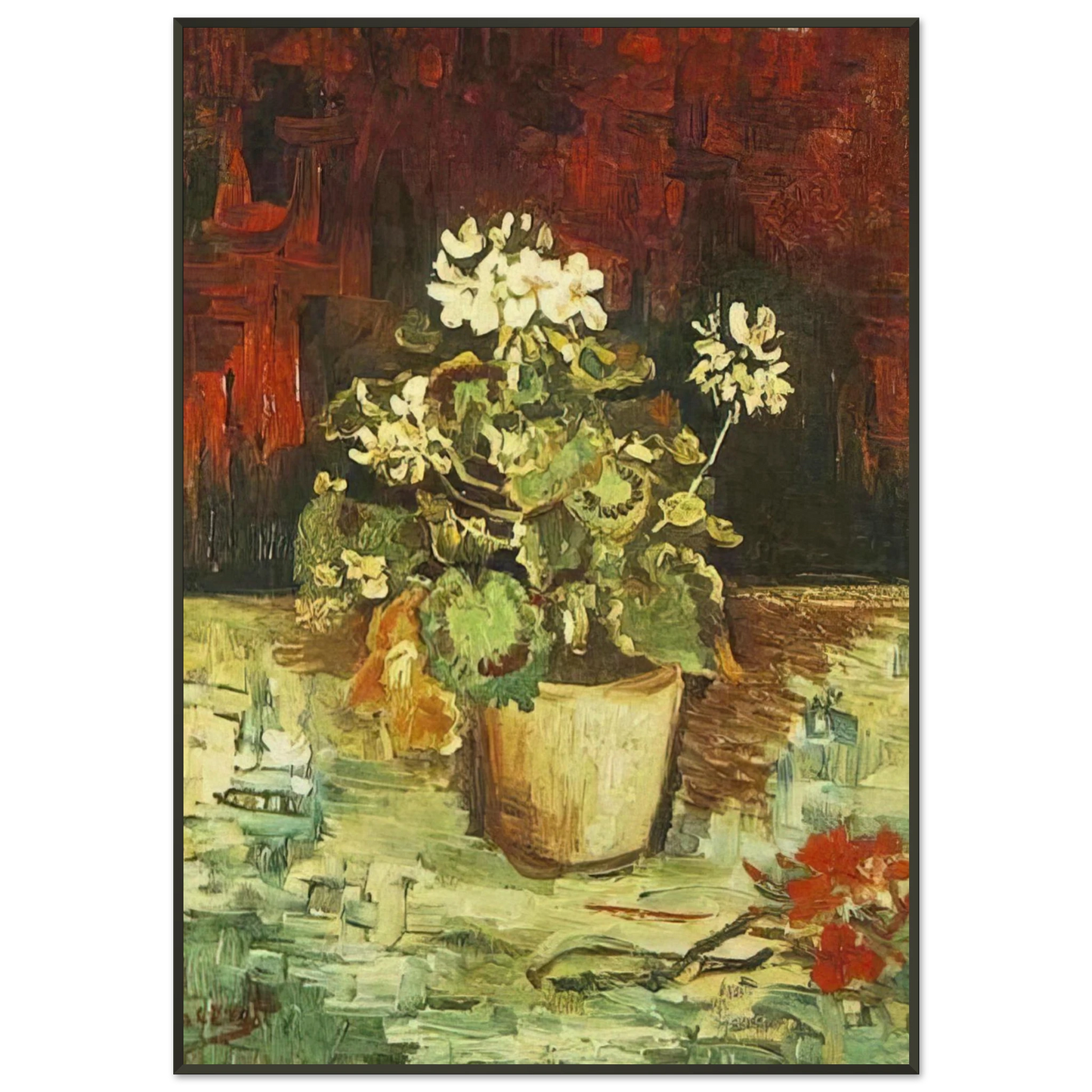 Vincent van Gogh  Geranium in a Flowerpot Framed Art Print  - Aluminum Frame - 21x29.7 cm / 8x12"