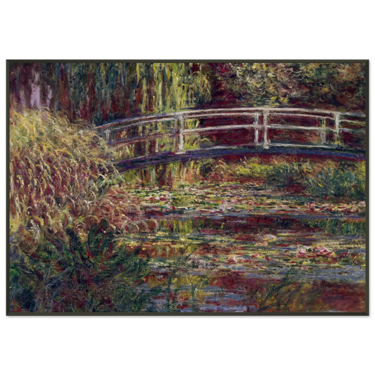 claude monet  The Japanese Bridge The WaterLily Pond Symphony in Rose Framed Art Print  - Aluminum Frame - 21x29.7 cm / 8x12"