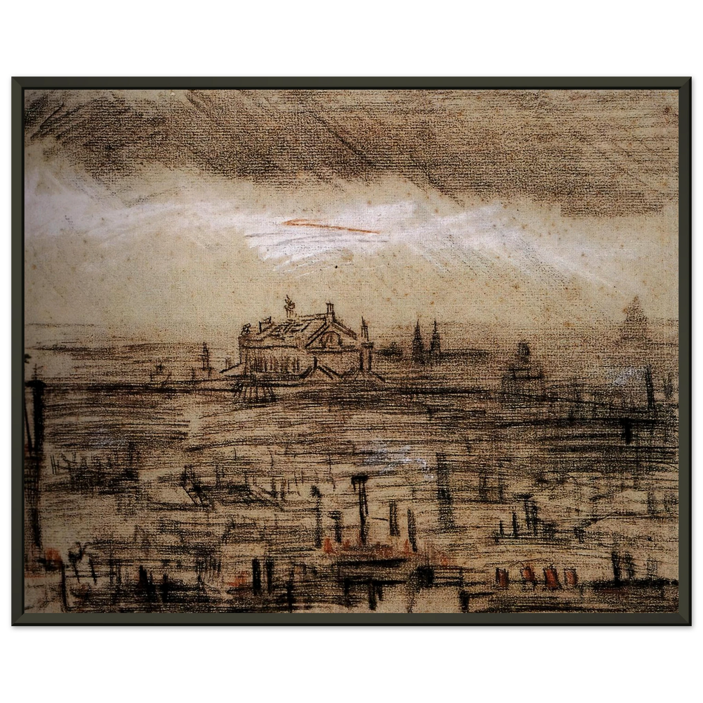 Vincent van Gogh  A View of Paris with the Op Framed Art Print  - Aluminum Frame - 60x80 cm / 24x32 inches