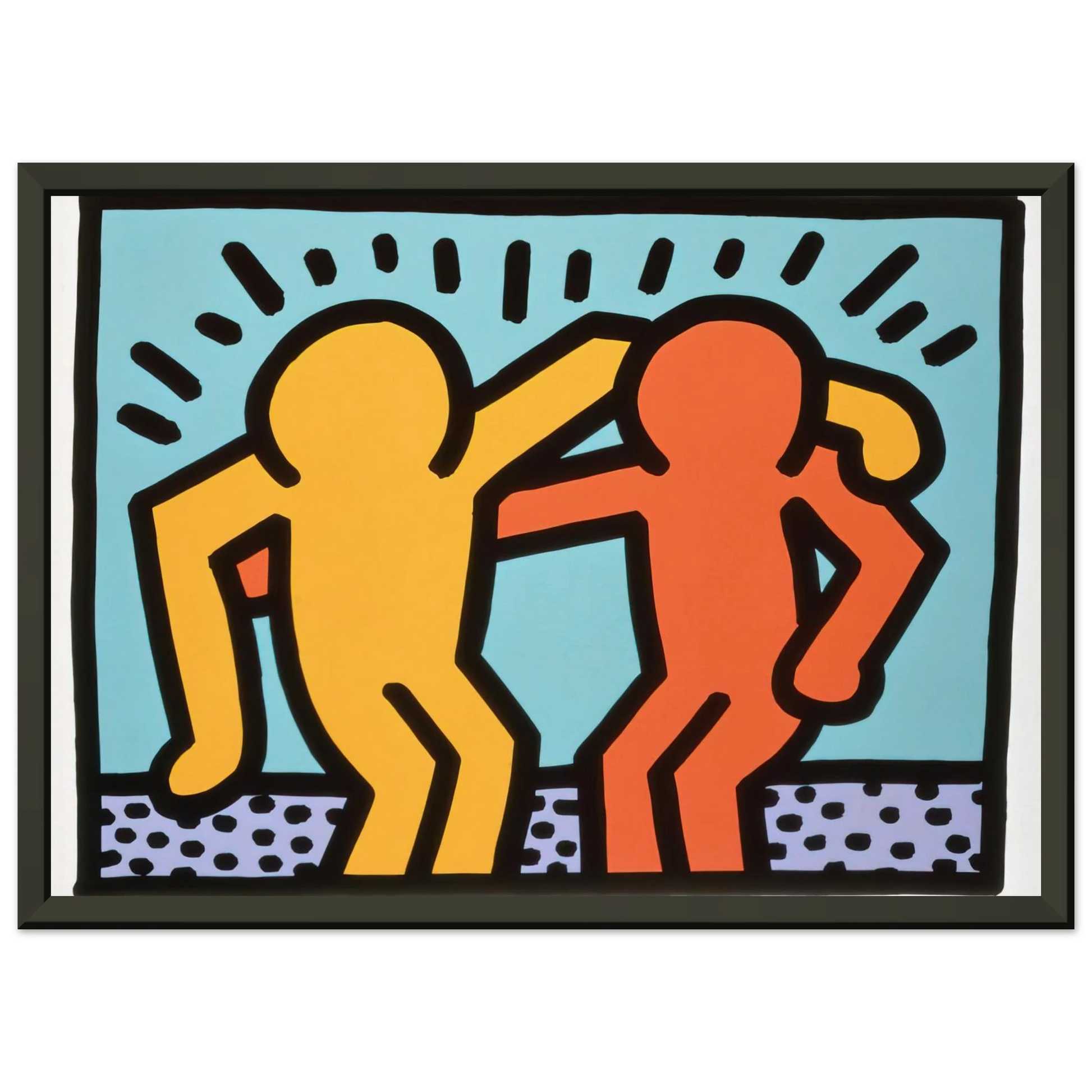 Keith Haring  BEST BUDDIES 1990 Framed Art Print  - Aluminum Frame - 70x100 cm / 28x40 inches