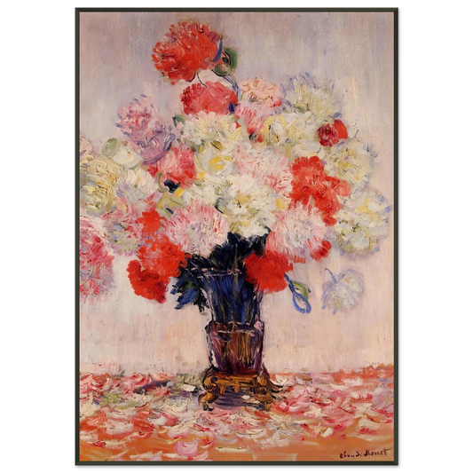 claude monet  Vase of Peonies Framed Art Print  - Aluminum Frame - 21x29.7 cm / 8x12"