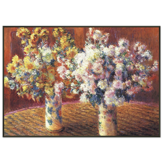 claude monet  Two Vases with Chrysanthems Framed Art Print  - Aluminum Frame - 21x29.7 cm / 8x12"