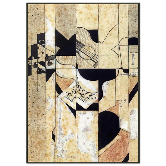 Juan Gris  GUITAR AND GLASS 1912 Framed Art Print  - Aluminum Frame - 21x29.7 cm / 8x12"