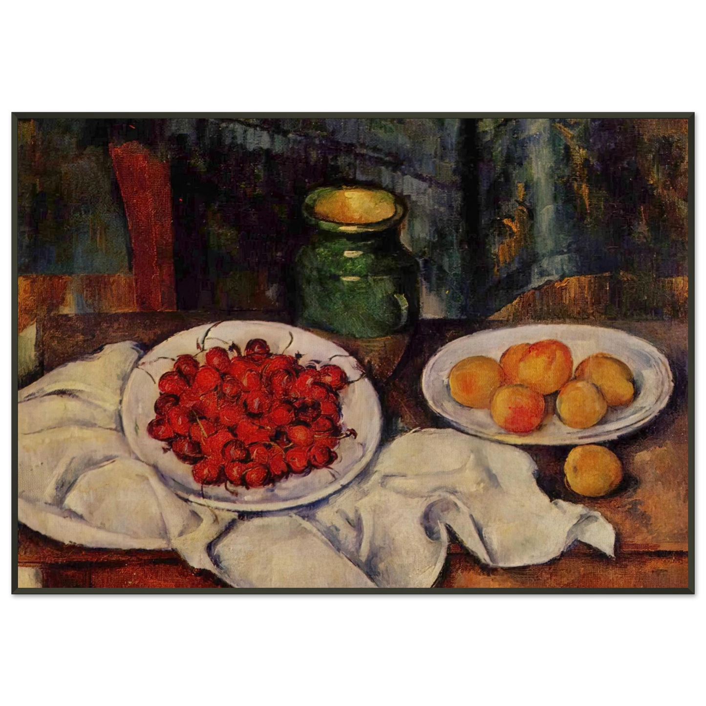 Paul Cezanne  Still Life with a Plate of Cherries Framed Art Print  - Aluminum Frame - 21x29.7 cm / 8x12"