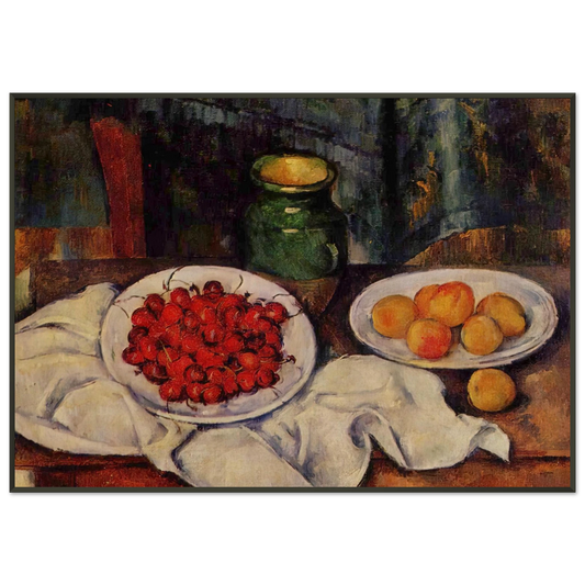 Paul Cezanne  Still Life with a Plate of Cherries Framed Art Print  - Aluminum Frame - 21x29.7 cm / 8x12"