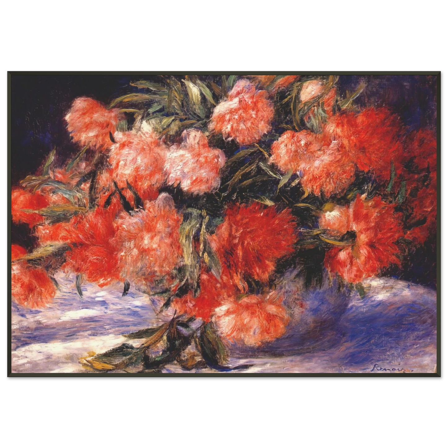 PierreAuguste Renoir  Peonies Framed Art Print  - Aluminum Frame - 21x29.7 cm / 8x12"