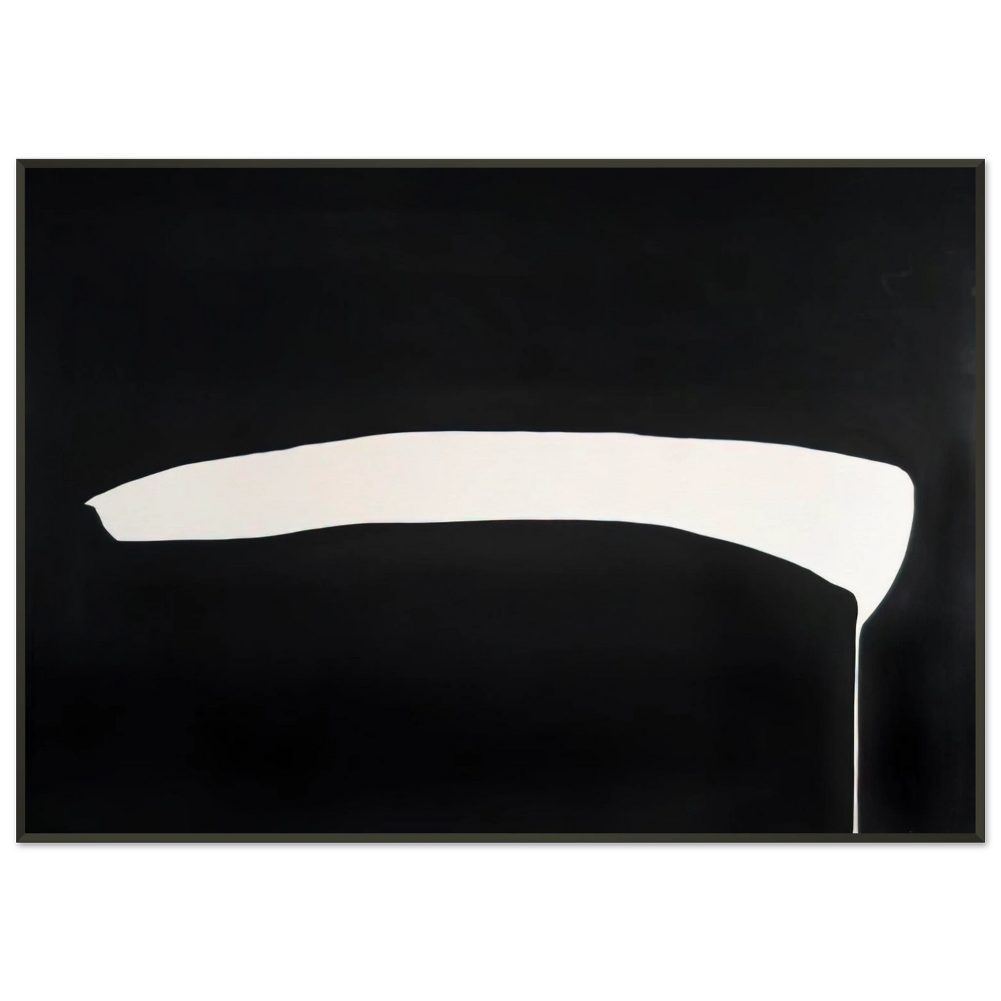 Jiro Yoshihara  White Line on Black  1968 Framed Art Print  - Aluminum Frame - 21x29.7 cm / 8x12"