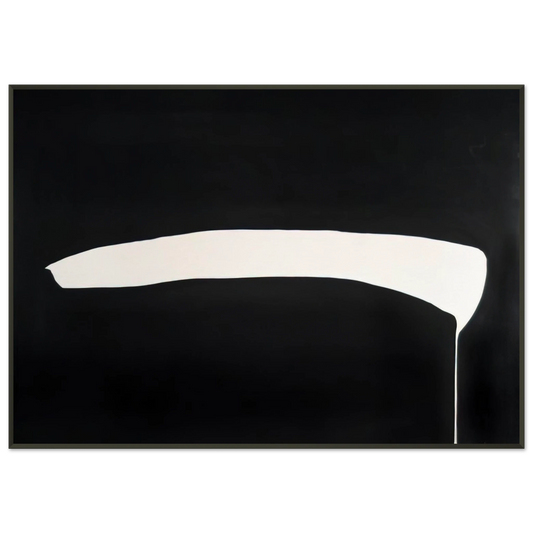 Jiro Yoshihara  White Line on Black  1968 Framed Art Print  - Aluminum Frame - 21x29.7 cm / 8x12"