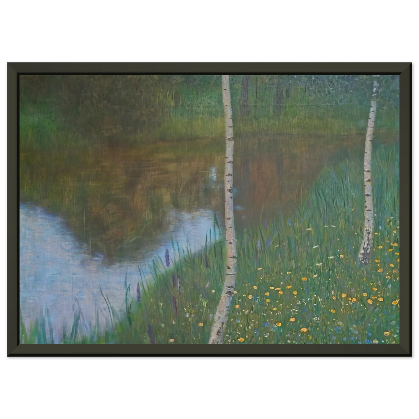 Gustav Klimt  LAKESIDE WITH BIRCH TREES 1901 Framed Art Print  - Aluminum Frame - 60x80 cm / 24x32 inches