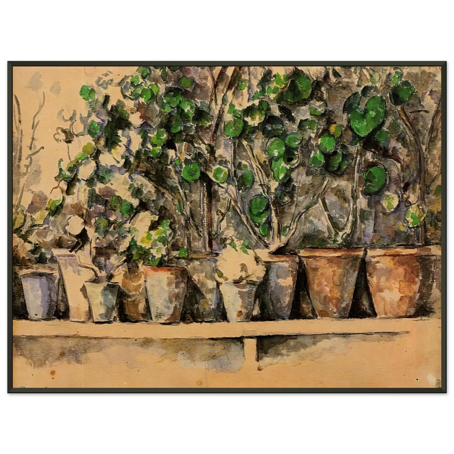 Paul Cezanne  Flower Pots Framed Art Print  - Aluminum Frame - 70x100 cm / 28x40 inches