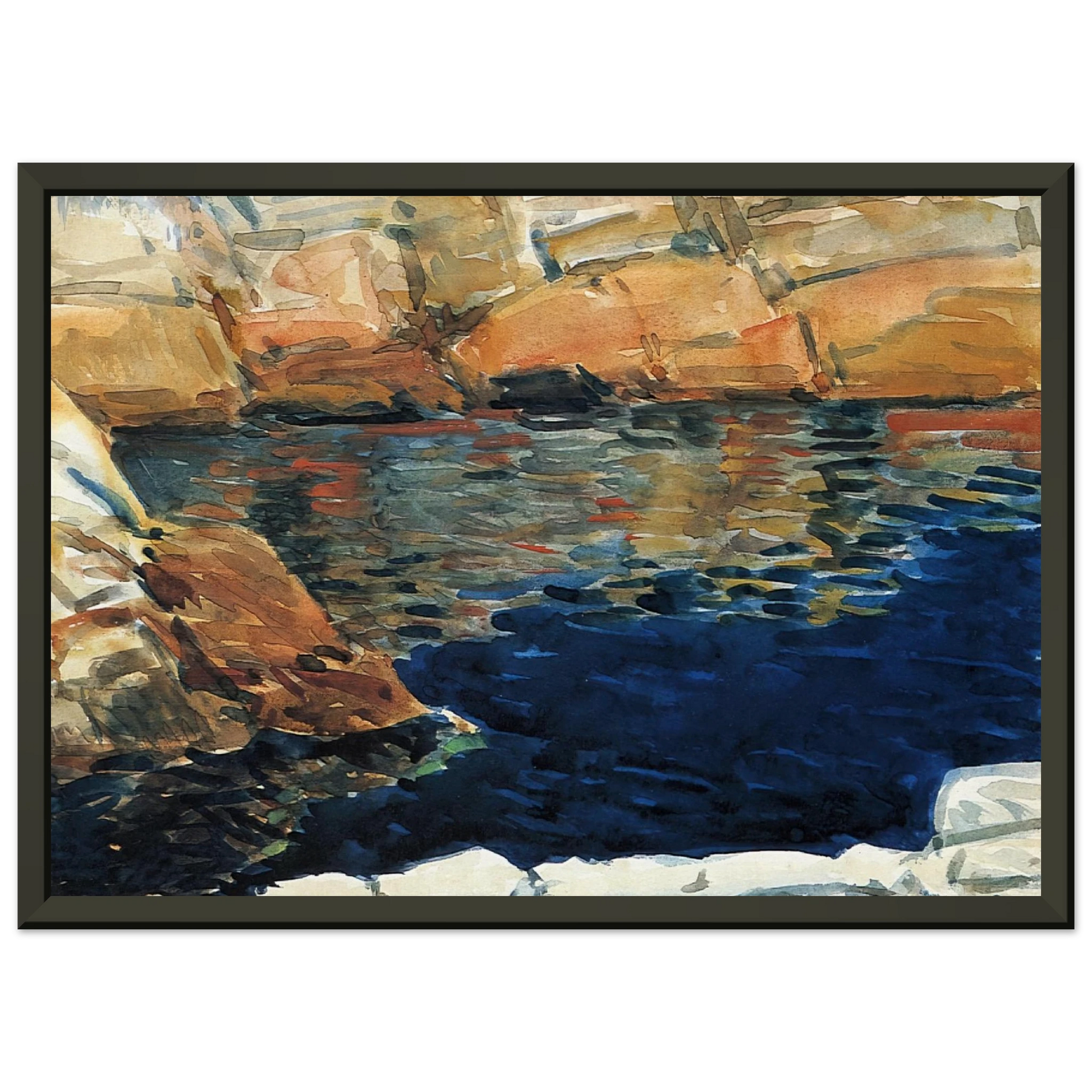 Childe Hassam  Looking into Beryl Pool Framed Art Print  - Aluminum Frame - 60x80 cm / 24x32 inches