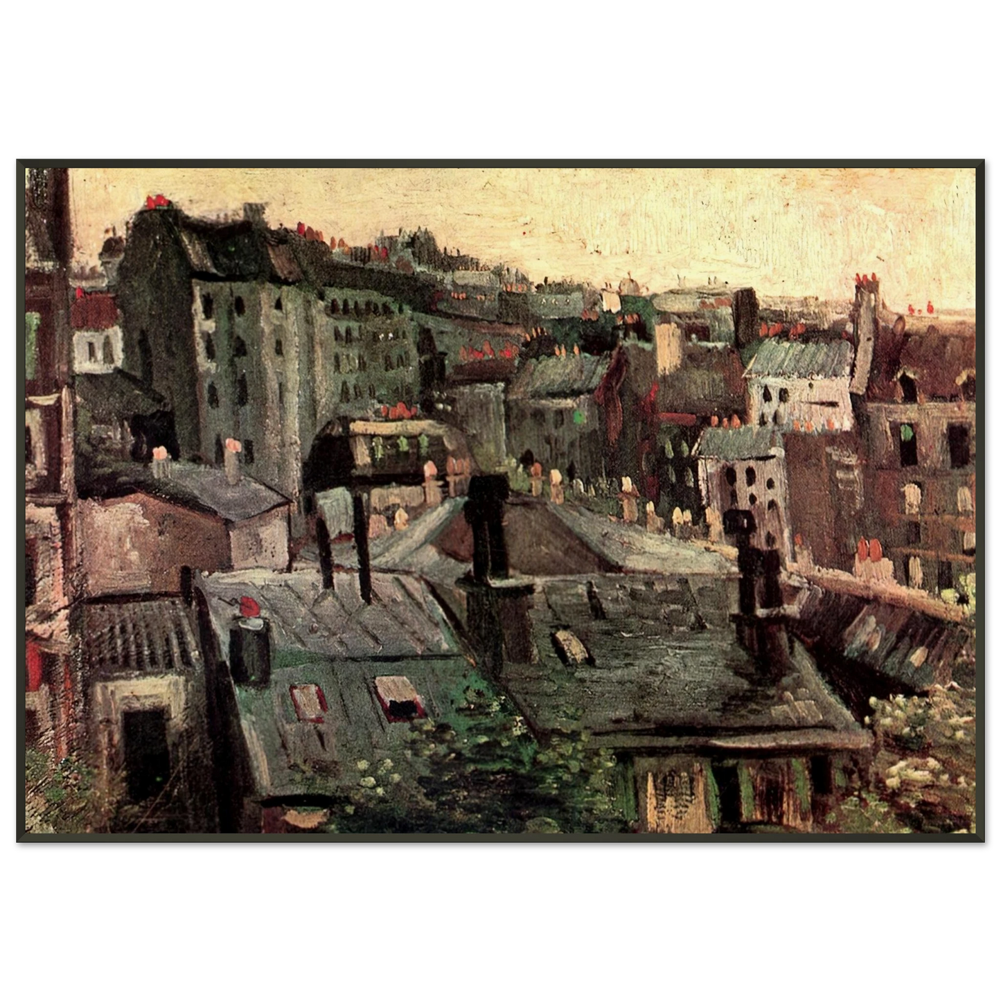 Vincent van Gogh  View of Roofs and Backs of Houses Framed Art Print  - Aluminum Frame - 21x29.7 cm / 8x12"