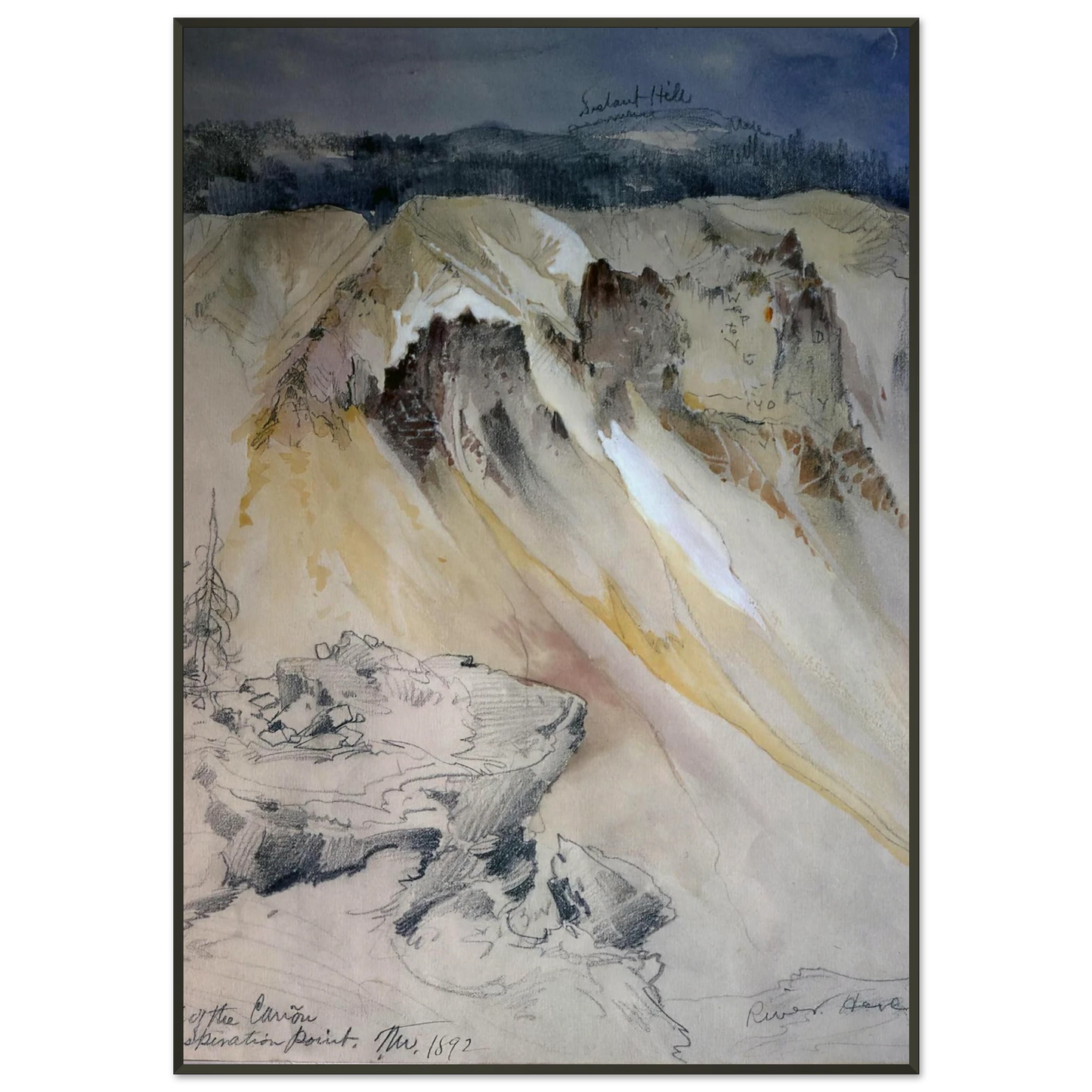 Thomas Moran  East wall of the canyon from Inspiration Point Framed Art Print  - Aluminum Frame - 21x29.7 cm / 8x12"