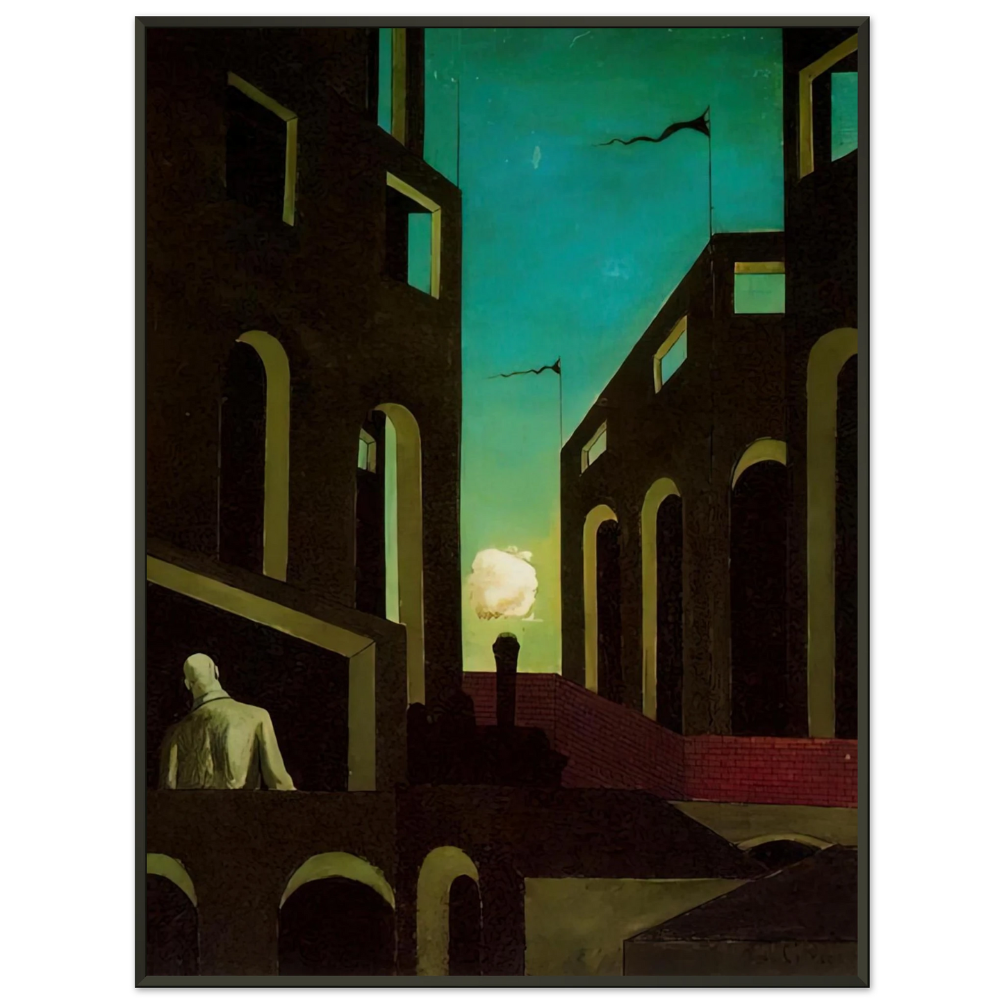 Giorgio de Chirico  HAPPINESS OF RETURNING 1915 Framed Art Print  - Aluminum Frame - 60x80 cm / 24x32 inches