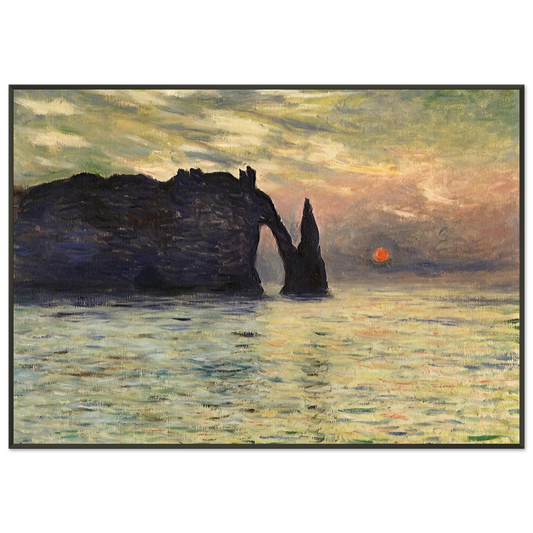 claude monet  The Manneport Cliff at Etretat Sunset Framed Art Print  - Aluminum Frame - 21x29.7 cm / 8x12"