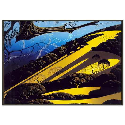 Eyvind Earle  Gaviota Pass Framed Art Print  - Aluminum Frame - 21x29.7 cm / 8x12"