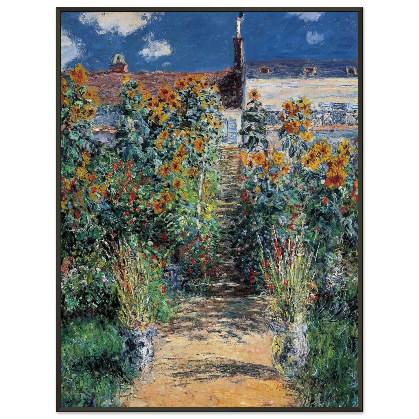 claude monet  The Garden at Vetheuil Framed Art Print  - Aluminum Frame - 70x100 cm / 28x40 inches