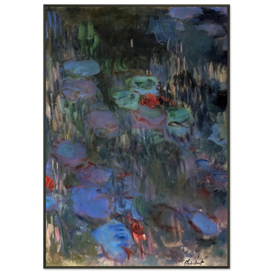 claude monet  Water Lilies Reflections of Weeping Willows right half Framed Art Print  - Aluminum Frame - 21x29.7 cm / 8x12"