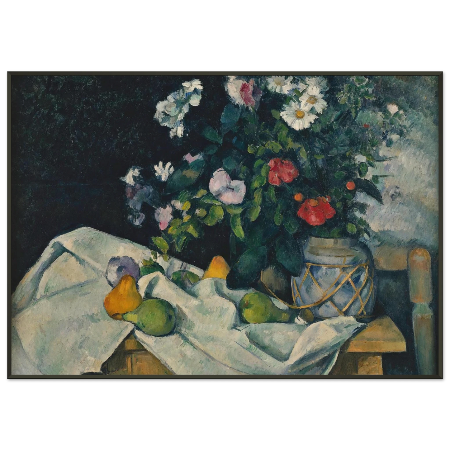 Paul Cezanne  Still Life with Flowers and Fruit Framed Art Print  - Aluminum Frame - 21x29.7 cm / 8x12"