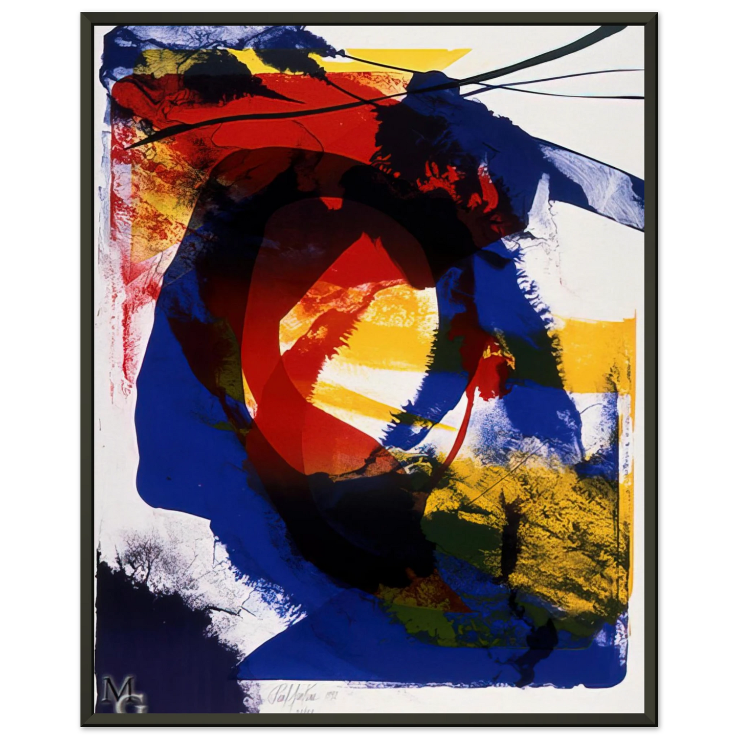 Paul Jenkins  Distance Finding Mozart  1992 Framed Art Print  - Aluminum Frame - 40x50 cm / 16x20 inches