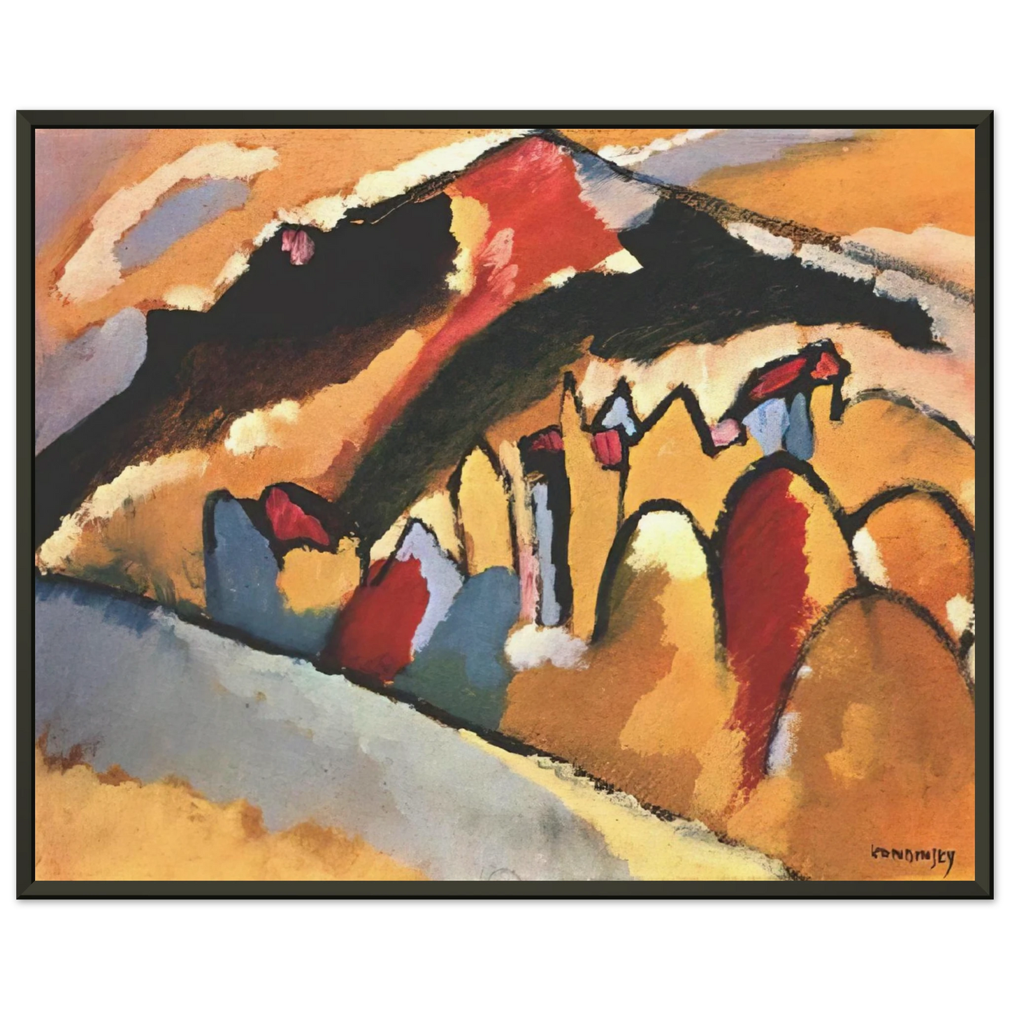Wassily Kandinsky  STUDY FOR AUTUMN 1909 Framed Art Print  - Aluminum Frame - 70x100 cm / 28x40 inches