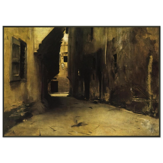 John Singer Sargent  A Street in Venice Framed Art Print  - Aluminum Frame - 21x29.7 cm / 8x12"