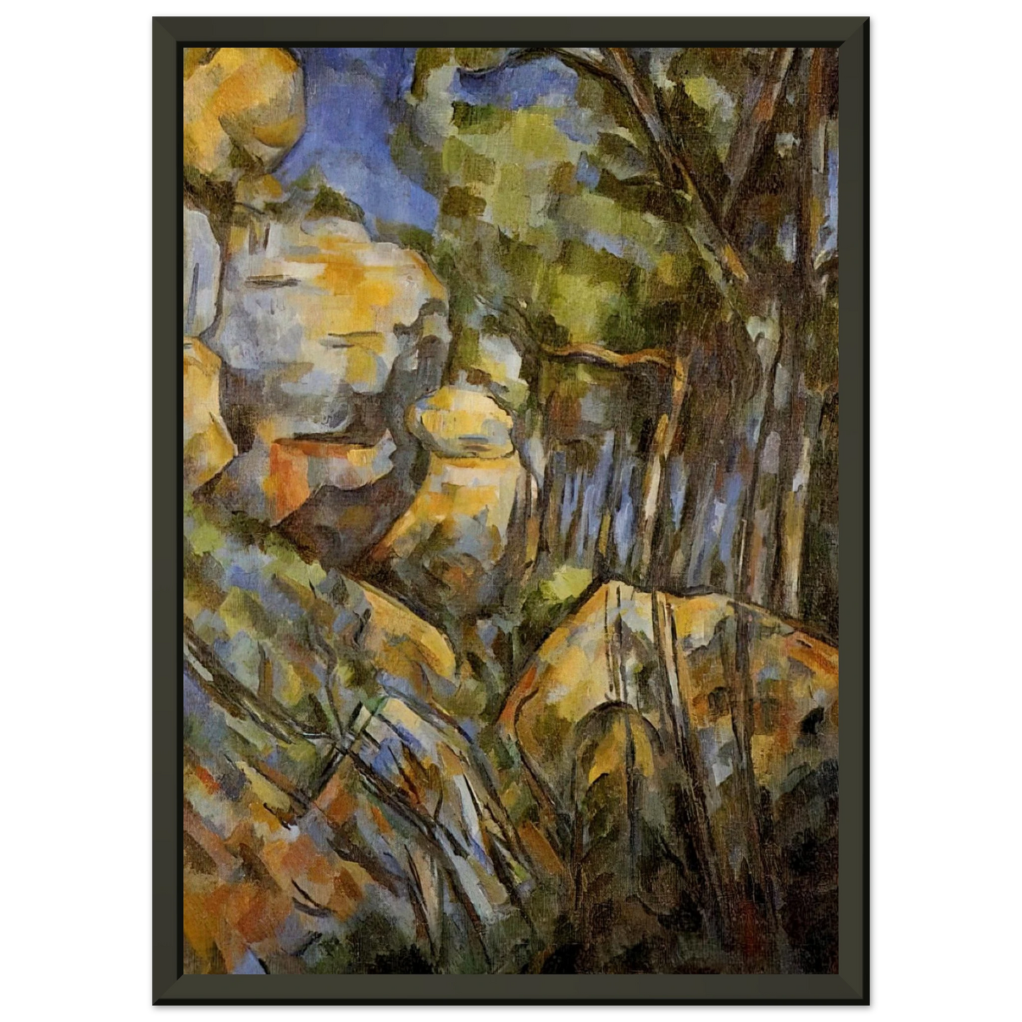 Paul Cezanne  Rocks near the Caves below the Chateau Noir Framed Art Print  - Aluminum Frame - 60x80 cm / 24x32 inches