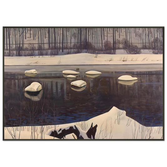 Rockwell Kent  Au Sable River Winter Adirondacks Framed Art Print  - Aluminum Frame - 21x29.7 cm / 8x12"