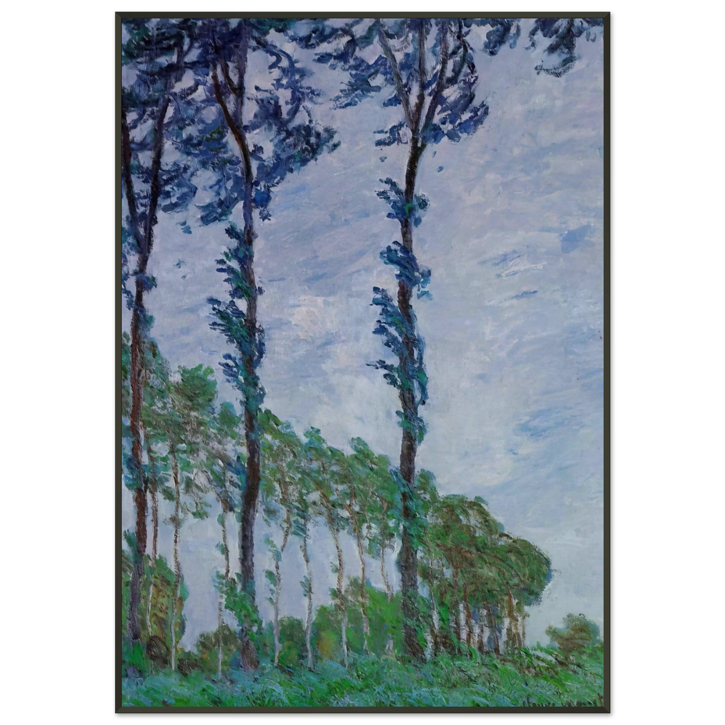 claude monet  Poplars Wind Effect Framed Art Print  - Aluminum Frame - 21x29.7 cm / 8x12"