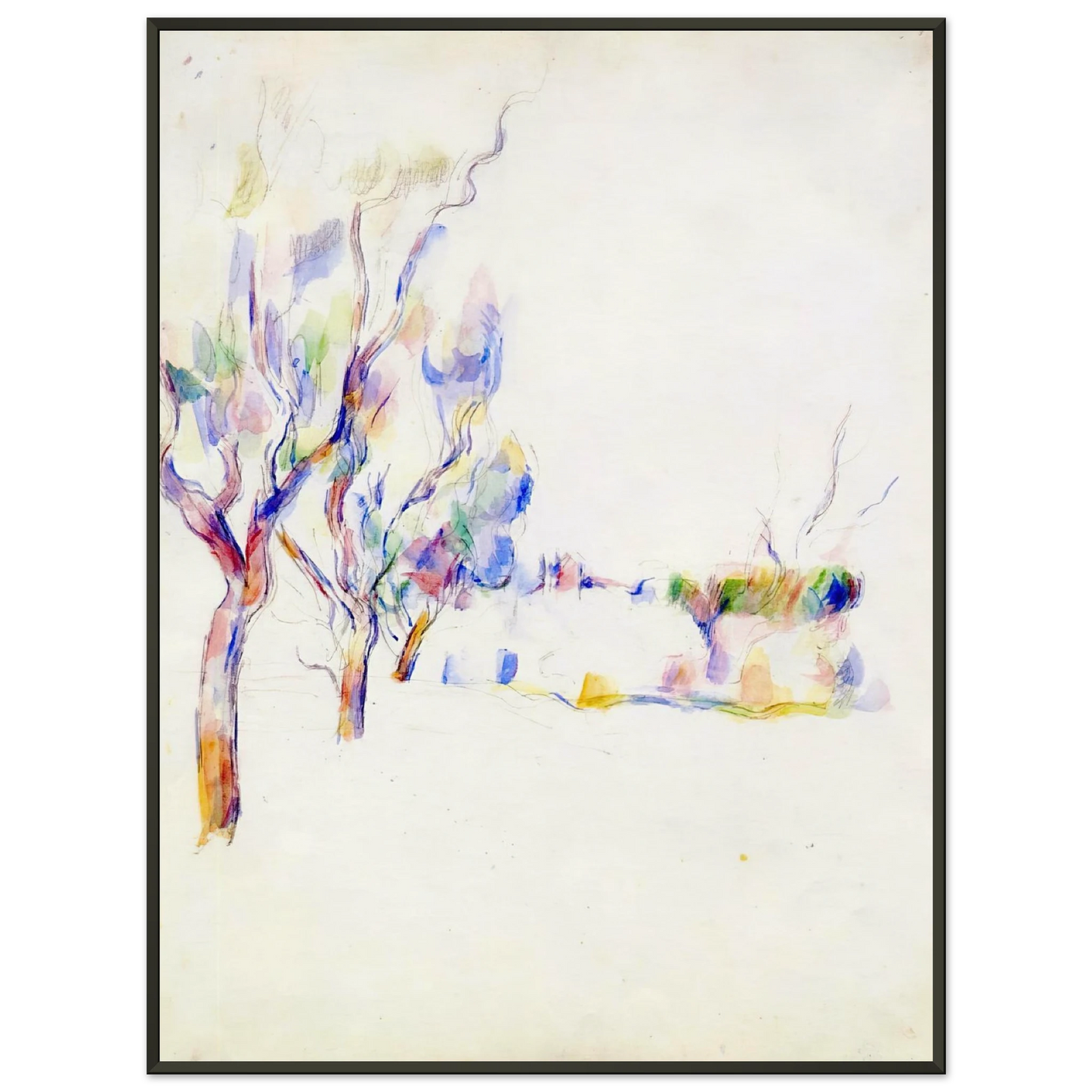 Paul Cezanne  Almond Trees in Provence Framed Art Print  - Aluminum Frame - 40x50 cm / 16x20 inches